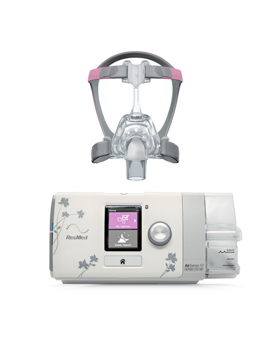 RESMED AIRSENSE™ 10 AUTOSET™ FOR HER AUTO CPAP MACHINE WITH HUMIDAIR™ HEATED HUMIDIFIER & MIRAGE FX FOR HER CPAP MASK (MODEM INCLUDED)