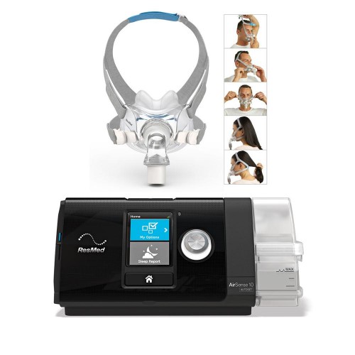 RESMED AIRSENSE™ 10 AUTOSET™ AUTO CPAP MACHINE WITH HUMIDAIR™ HEATED HUMIDIFIER & AIRFIT F30 FULL FACE CPAP MASK (MODEM INCLUDED)